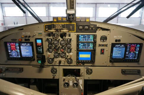 The cockpit of the DHC-6 Twin Otter 9A-TOA